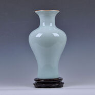 九藏尊品景德鎮(zhèn)陶瓷器仿古花瓶影青釉官窯裂紋客廳家居裝飾工藝品擺件 影釉冰片魚尾（高31㎝寬18㎝）