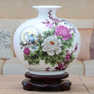 景德鎮(zhèn)陶瓷器古典粉彩陶瓷花瓶家居工藝品客廳裝飾品擺件插花花器 月亮鳥(niǎo) 不帶底座