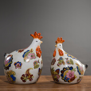 爵仕臻品 景德鎮(zhèn)全手工陶瓷雞擺件創(chuàng)意動物工藝品家居飾品北歐風(fēng)格電視柜擺設(shè) 富貴雞   仿古彩花