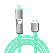 羽博 蘋果安卓二合一手機充電線 適用于蘋果5s/6s/7/7Plus華為小米三星 K3馬卡龍綠
