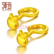 繩奇黃金耳釘養(yǎng)耳棒足金蘋果六角星愛心圓珠女士耳飾迷你耳環(huán)七夕禮物 【桃花耳釘】 【一對】重約0.6g