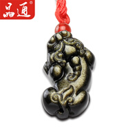 晶通天然黑曜石貔貅吊墜女男貓眼金曜石吊墜 精品貔貅