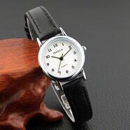 鵬志學(xué)生男女表柔軟皮表帶男士表日本進(jìn)口2035金屬石英機芯女生皮手表 208白面(女款)