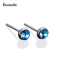 Eternelle&Rasine法國永恒時(shí)尚耳釘簡約女小巧  韓版耳飾銀針氣質(zhì)耳環(huán)冷淡風(fēng) 藍(lán)色