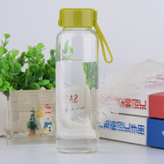 北斗正明高硼硅玻璃水杯耐熱便攜帶蓋杯子帶杯繩茶杯創(chuàng  )意車(chē)載夏季水杯男 綠