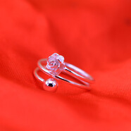 純已久銀飾 990銀小雛菊戒指女日韓版小清新文藝氣質(zhì)開(kāi)口花朵戒指蓮花戒指荷花戒指活口 玫瑰花圓珠款