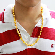 千影仿金項鏈男款圓柱子空心磨沙面轉運珠仿真首飾仿越南沙金鍍金鏈子 配戒指 0.4 標簽價(jià) 18688