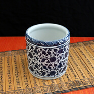 隆賀景德鎮陶瓷器 青花瓷筆筒 辦公室筆筒擺件客廳家居飾品工藝品現代 大號