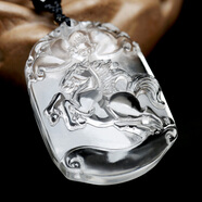 依嵐天然白水晶十二生肖雞吉祥物吊墜男項鏈龍年本命年禮物 生肖馬