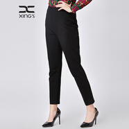 邢氏女裝  冬季新款加絨休閑褲女松緊腰純色小腳鉛筆褲女士長(cháng)褲高腰 黑色（加絨） 44(170/82B)