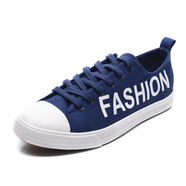 易帝（YIDI）男鞋 時(shí)尚輕便百搭休閑鞋 低幫系帶舒適透氣帆布鞋 D8066 藍色 42