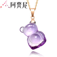阿梵尼18K金玫瑰金芙蓉石項鏈女粉水晶狐貍吊墜紫水晶泰迪熊 18K玫瑰金紫晶泰迪熊吊墜