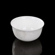 陶園夢(mèng) 電光金白玫瑰骨瓷餐具 DIY碗碟盤(pán)家用 自由搭配餐具 面碗湯大勺 4.25寸金鐘碗1個(gè)