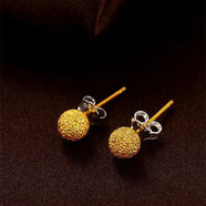 GEVILANG銀耳釘豆豆銀耳鉤男女款日韓可愛(ài)個(gè)性甜美足銀耳環(huán)氣質(zhì)情侶耳扣 磨砂銀耳釘金色一對 6MM規格