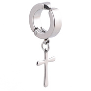 佩川 韓版鈦鋼耳夾無(wú)洞夾無(wú)耳洞耳環(huán)耳飾男士耳扣學(xué)生耳釘 （一對）白色十字架耳夾