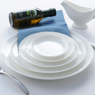 瓷秀源 纯白骨瓷盘子陶瓷碟子菜盘饭盘牛排盘西餐盘简约瓷器可定制 6英寸月光盘2个 直径 16.1cm