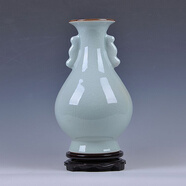 九藏尊品 景德鎮(zhèn)陶瓷器仿古花瓶影青釉官窯裂紋客廳家居裝飾工藝品擺件 影釉雙耳玉壺春（高31㎝寬18㎝）