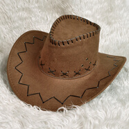 帝行（DIXING）新款多色西部牛仔帽 夏季時(shí)尚大檐遮陽(yáng)情侶沙灘 表演舞臺道具 淺咖色 M(56-58cm)