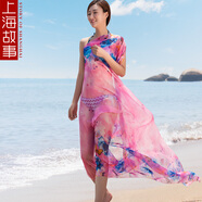 上海故事女秋冬保暖絲巾搭披肩加大紗巾韓版圍巾 盼煙玫粉