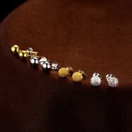 GEVILANG銀耳釘豆豆銀耳鉤男女款日韓可愛(ài)個(gè)性甜美足銀耳環(huán)氣質(zhì)情侶耳扣 磨砂銀耳釘白色一對 4MM規格