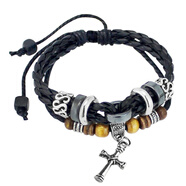 龍騎士 實(shí)心葉子男士手鏈男皮繩韓版時(shí)尚多層個(gè)性創(chuàng  )意霸氣復古潮人手鏈