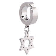 佩川 韓版鈦鋼耳夾無(wú)洞夾無(wú)耳洞耳環(huán)耳飾男士耳扣學(xué)生耳釘 （單只）白色五角星耳夾