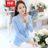 簡(jiǎn)蜓小西裝女春季新款休閑上衣西裝外套長(zhǎng)袖韓版百搭小西服修身氣質(zhì) 天藍(lán)色 2XL（建議：120-130斤）