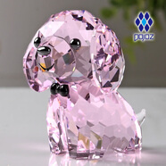 都爵族 水晶卡通小狗狗家居汽車(chē)用品擺件中控臺(tái)裝飾品水晶泰迪狗十二生肖朋友商務(wù)親子送禮佳品 新款可愛(ài)女 粉紅