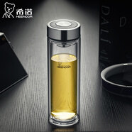 希諾（heenoor）雙層玻璃杯帶蓋濾網(wǎng)男士辦公泡茶杯子便攜大容量車(chē)載密封水杯