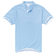 安美薇短袖撞色POLO衫夏半袖翻領T恤免燙吸濕透氣工作服空白廣告衫文化運動衫班服工裝制服 天藍/白短袖T恤 2XL/180