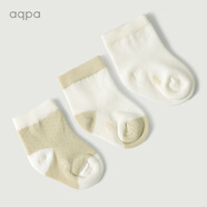 aqpa【10色可選】3雙裝嬰兒襪子 夏季新生兒寶寶棉質(zhì)有機棉襪中筒松口 白色+綠色+綠白 3-6個(gè)月8-10cm/襪底長(cháng)約8.5cm