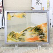 貝魯斯 沙漏擺件玻璃流沙畫(huà)3D山水畫(huà)家居裝飾品兒童禮物創(chuàng  )意辦公室桌面 黃色 10寸（長(cháng)30cm，寬25cm）