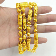 美飾緣鍍越南沙金項鏈男空心圓柱仿金佛珠六角筒男項鏈網(wǎng)紅飾品金店同款 粗8毫米75克