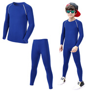 TriplewiN兒童款運動(dòng)緊身衣套裝大童男童速干長(cháng)袖T恤健身服童籃球訓練足球打底緊身褲彈力跑步多色 深藍色上衣+深藍色褲子 28碼適合140-150CM70-80斤
