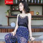 西子美麗心情春裝修身百搭打底吊帶背心 黑色XZ18D583-1 S