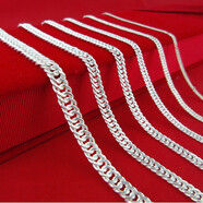 陳銀匠 銀項鏈男款 990足銀實(shí)心平板鏈男士項鏈 情侶鏈坦克鏈扁平馬鞭鏈鎖骨鏈女銀鏈子 實(shí)心馬鞭鏈重10g長(cháng)45厘米寬3.7mm