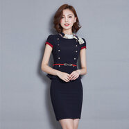 芭妃婭職業(yè)套裝時(shí)尚裙工裝氣質(zhì)南航空姐制服美容院會(huì )所前臺工作服 短袖上衣+裙子 L