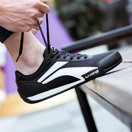 李寧男鞋運動休閑鞋男夏季經典賽車鞋板鞋運動鞋慢跑鞋 黑/米白 43 (內長270)