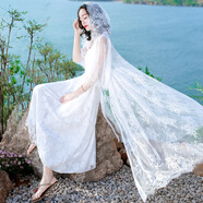 西子美麗心情2020夏季新品女裝兩件裝蕾絲吊帶連衣裙長(zhǎng)裙波西米亞海邊沙灘裙 白色XZ17B719 M
