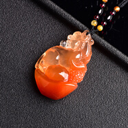 慈靈閣 紅水晶貔貅項鏈掛件 紅兔毛貔貅吊墜一物一圖附證書(shū)