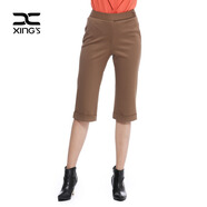 邢氏女裝休閑褲女英倫風(fēng)高腰修身七分褲西褲 卡其色 38(165/70B)