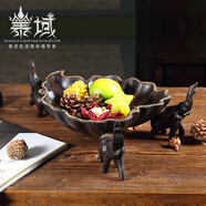 泰域 泰國(guó)手工竹編托盤吉祥四象果盤東南亞風(fēng)格木質(zhì)干果盤泰式創(chuàng)意桌面擺件 四象托盤