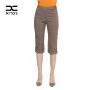 邢氏女裝休閑褲女英倫風(fēng)高腰修身七分褲西褲 棕色 38(165/70B)