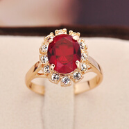 海雯妮飾品戒指女食指指環(huán) 復古優(yōu)雅人造水鉆個(gè)性百搭戒指女士配飾 深紅色 小號-內直徑16mm