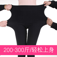 秋冬款胖mm加厚加絨加肥加大300斤特大碼女士保暖打底褲黑色長褲子 黑色保暖褲 特大版【200-300斤】