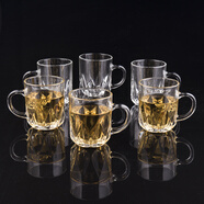 無鉛玻璃把杯加厚耐熱牛奶果汁飲料花茶水杯泡茶杯啤酒杯子 6只菱形把杯(買6送6)