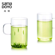 尚明 耐熱玻璃杯茶杯 帶把單層無(wú)蓋透明喝水杯子家用 簡(jiǎn)易綠茶杯  4只彩盒裝