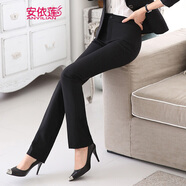 安依蓮黑色西褲女2025秋冬新款職業(yè)裝正裝小腳褲修身工裝褲工作服褲子 黑色春秋款（無(wú)褲耳） M