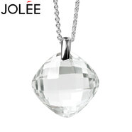 JOLEE項鏈S925銀吊墜白水晶時尚彩色寶石項墜飾品送女生禮物一物一證