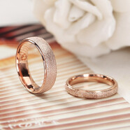 箴諾 鈦鋼鍍玫瑰金對戒繁星磨砂情侶戒指潮人男女尾戒關(guān)節指環(huán) 面寬4mm單個(gè) 美號09-內直徑約18.9mm